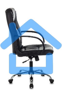 Кресло руководителя Бюрократ T-800N/BLACK черный, кожа, крестовина хром