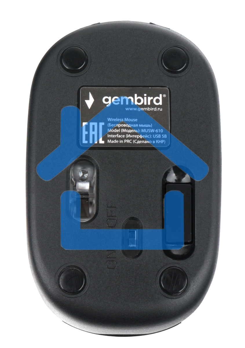 Мышь беспроводная Gembird MUSW-610 черный, 1200 dpi, радиоканал, USB, кнопки - 3
