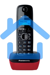 Телефон беспроводной (DECT) Panasonic KX-TG1611RUR (красный) АОН, Caller ID,12 мелодий звонка,подсветка дисплея,поиск трубки