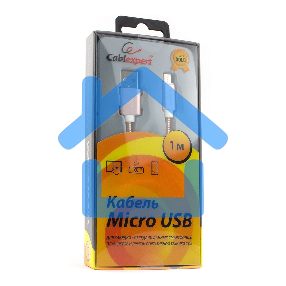 Кабель USB 2.0 Cablexpert CC-G-mUSB02Cu-1M, AM/microB, серия Gold, длина 1м, золото, блистер