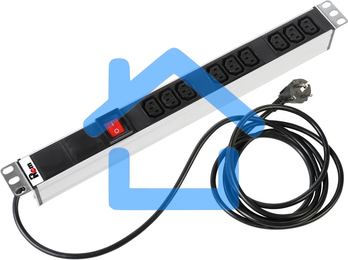Аксессуар ЦМО Блок розеток Rem-16 с выкл., 9 IEC 60320 C13, 16A, алюм., 19