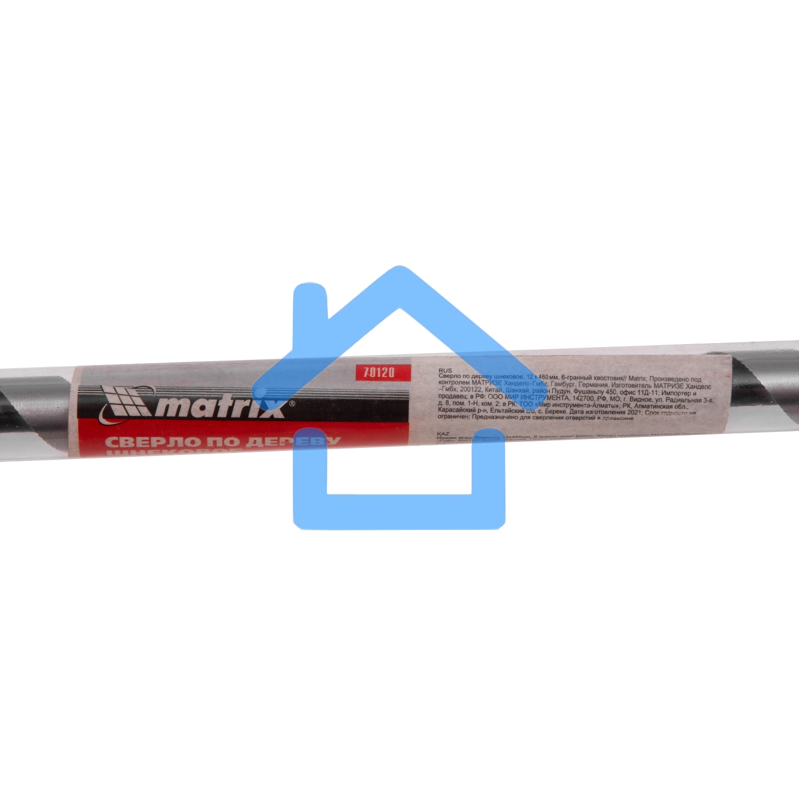 Сверло Matrix по дереву шнековое, 12x460 мм, 6-гранный хвостовик