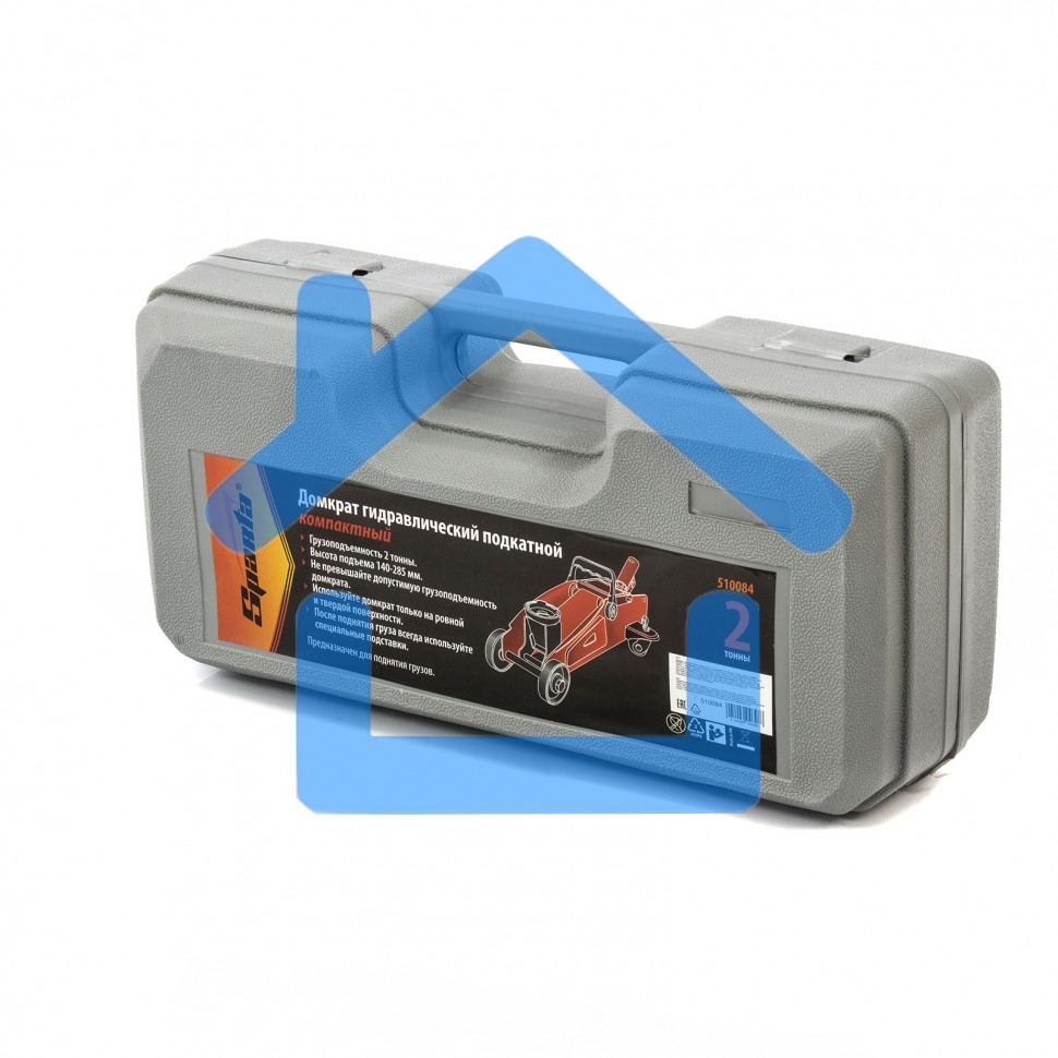Домкрат SPARTA 510084 подкатный 2т h подъема 140–295мм в пласт. кейсе compact