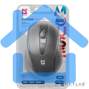 Мышь беспроводная Defender Datum MM-265 черный, 1600 dpi, радиоканал, USB, кнопки - 4