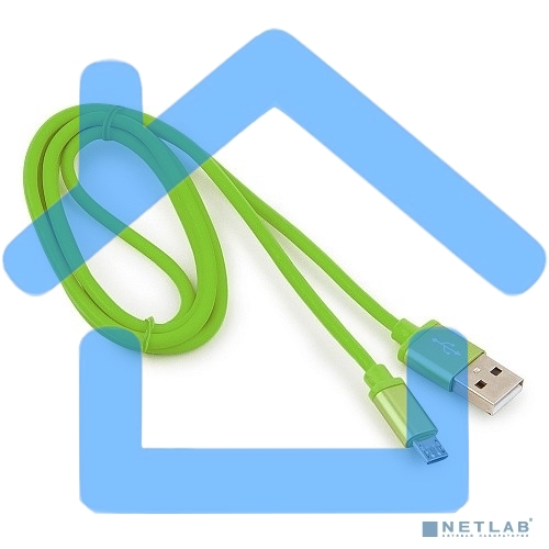 Кабель USB 2.0 Cablexpert CC-S-mUSB01Gn-1M, AM/microB, серия Silver, длина 1м, зеленый, блистер 