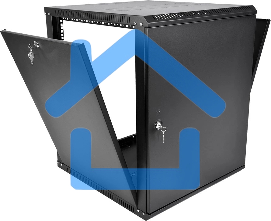 Шкаф телекоммуникационный настенный разборный ЦМО ЭКОНОМ 18U (600 350) дверь металл, черный