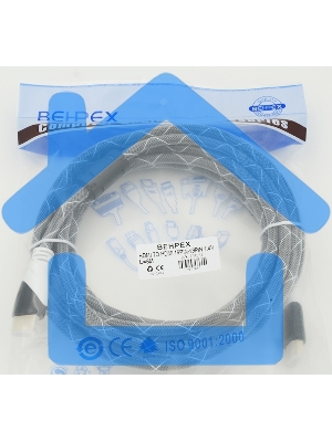 Кабель аудио-видео Behpex черный jack HDMI (m)/HDMI (m) 5м. феррит.кольца позолоченные контакты серый