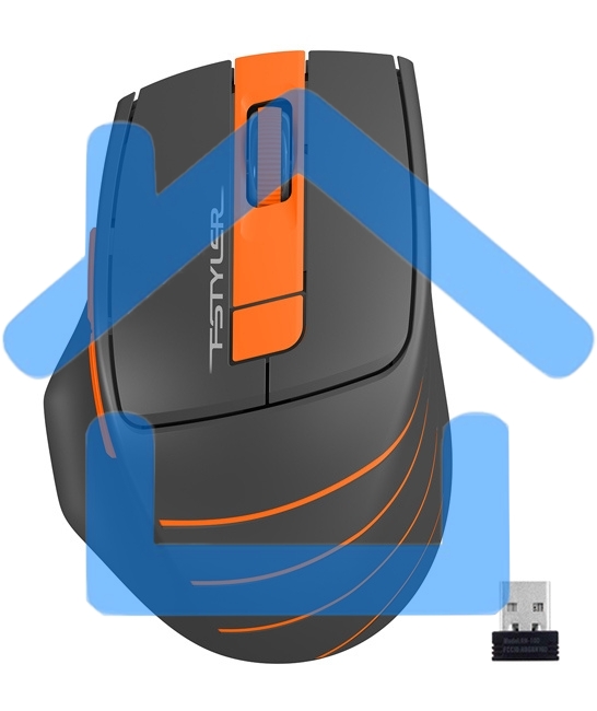 Мышь беспроводная A4Tech Fstyler FG30 серый/оранжевый, 2000 dpi, радиоканал, USB, кнопки - 5