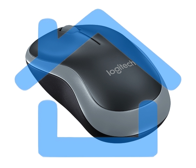 Мышь беспроводная Logitech M185 серый/черный, 1000 dpi, радиоканал, USB, кнопки - 3