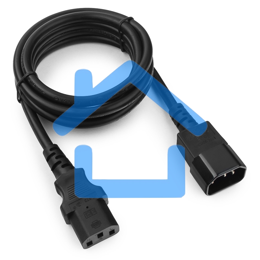 Кабель питания сист.блок-монитор Cablexpert PC-189-1-1.8M, 1.8м, C13-C14, 3x1кв.мм., черный, с заземлением