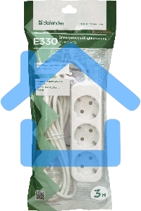 Удлинитель Defender E330 белый 3.0 м, 3 розетки 