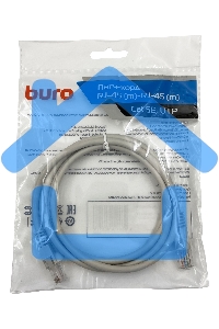 Патч-корд Buro cat5E 1.5м серый RJ-45 (m)-RJ-45 (m)