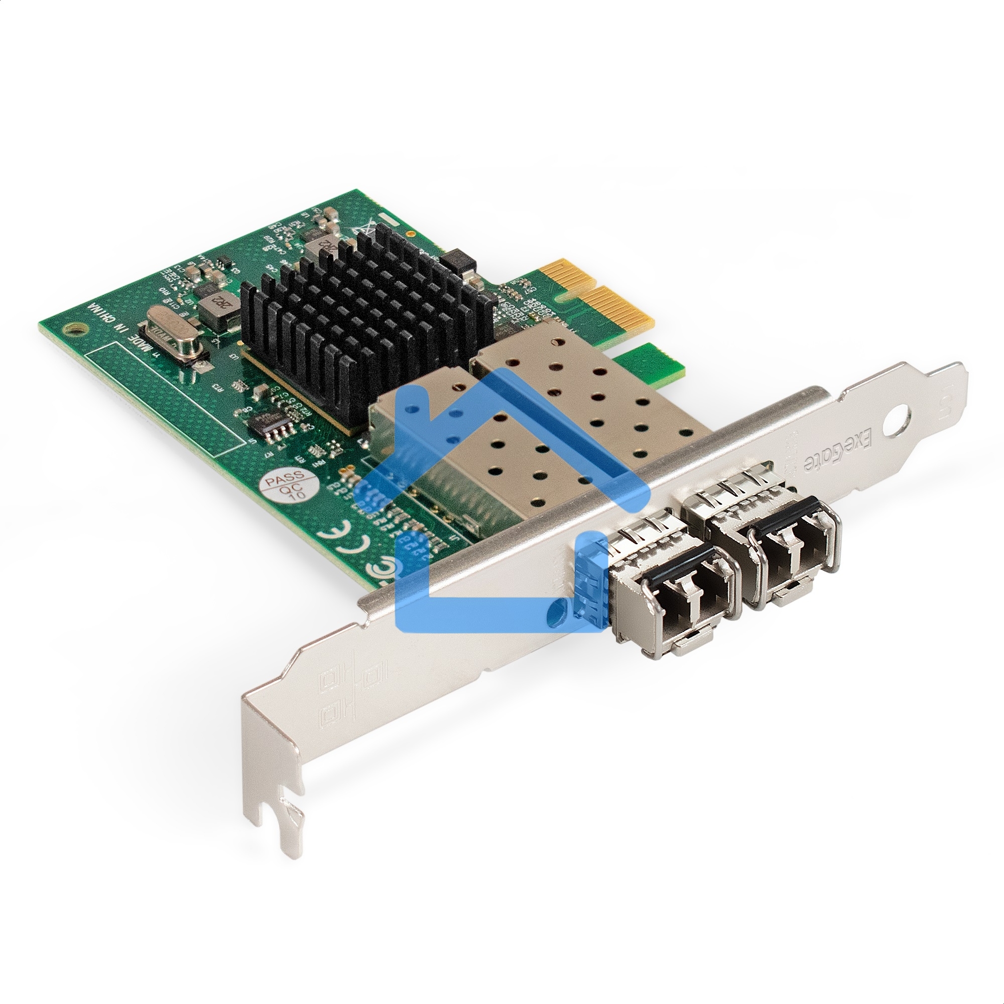 Комплект: Сетевой адаптер SFP ExeGate EXE-82576-F2 + 2xТрансивер Multi-Mode до 550м ExeGate EXT-1G-MM850-LC2-550M (EX296229RUS: PCI-E x1 v2.0, порты 2x SFP (10/100/1000Mb/s), Gigabit Server NIC Intel Chipset 82576-F2 + 2xEX298329RUS: Tx:850/Rx:850 нм, до 