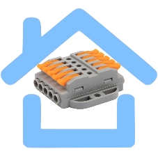 Клемма соединительная многоразовая проходная 5 полюсов, серая (0,08-4 мм²), с монтажной площадкой (20 шт./уп.) Rexant