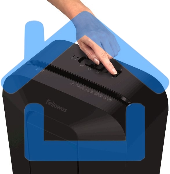 Шредер Fellowes PowerShred LX50 черный (секр.P-4)/перекрестный/9лист./17лтр./скрепки/скобы/пл.карты