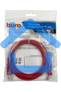Патч-корд Buro cat5E 1.5м красный RJ-45 (m)-RJ-45 (m)