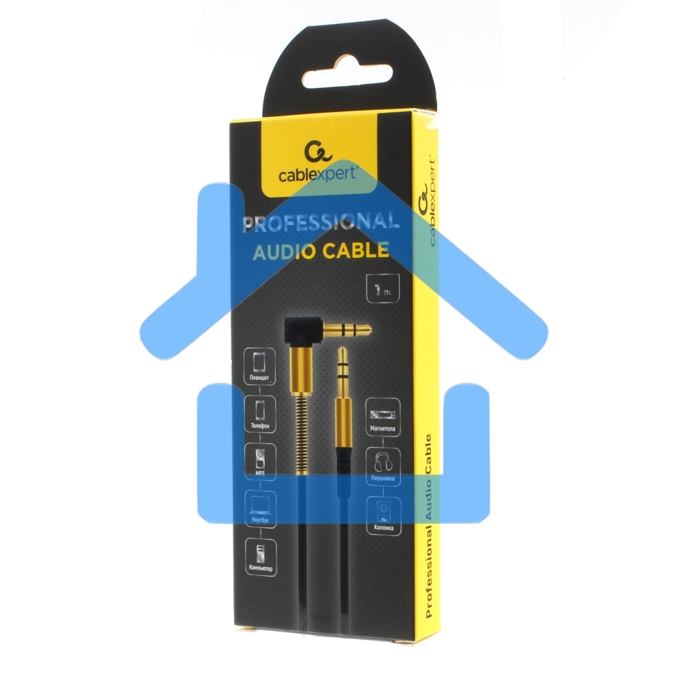 Кабель Cablexpert аудио 90˚ CCAB-02-35MML-1MB. 3.5 Jack (M)/3.5 Jack (M), черный, 1м, блистер