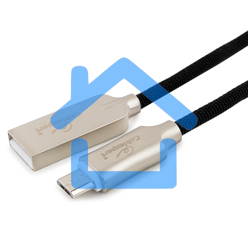 Кабель USB 2.0 Cablexpert CC-P-mUSB02Bk-1M, AM/microB, серия Platinum, длина 1м, черный, блистер
