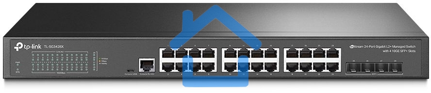 Коммутатор TP-Link JetStream™ 24-port Pure-Gigabit L2+ Managed Switch, 24 10/100/1000Mbps RJ45, 4*10G SFP+ Slots