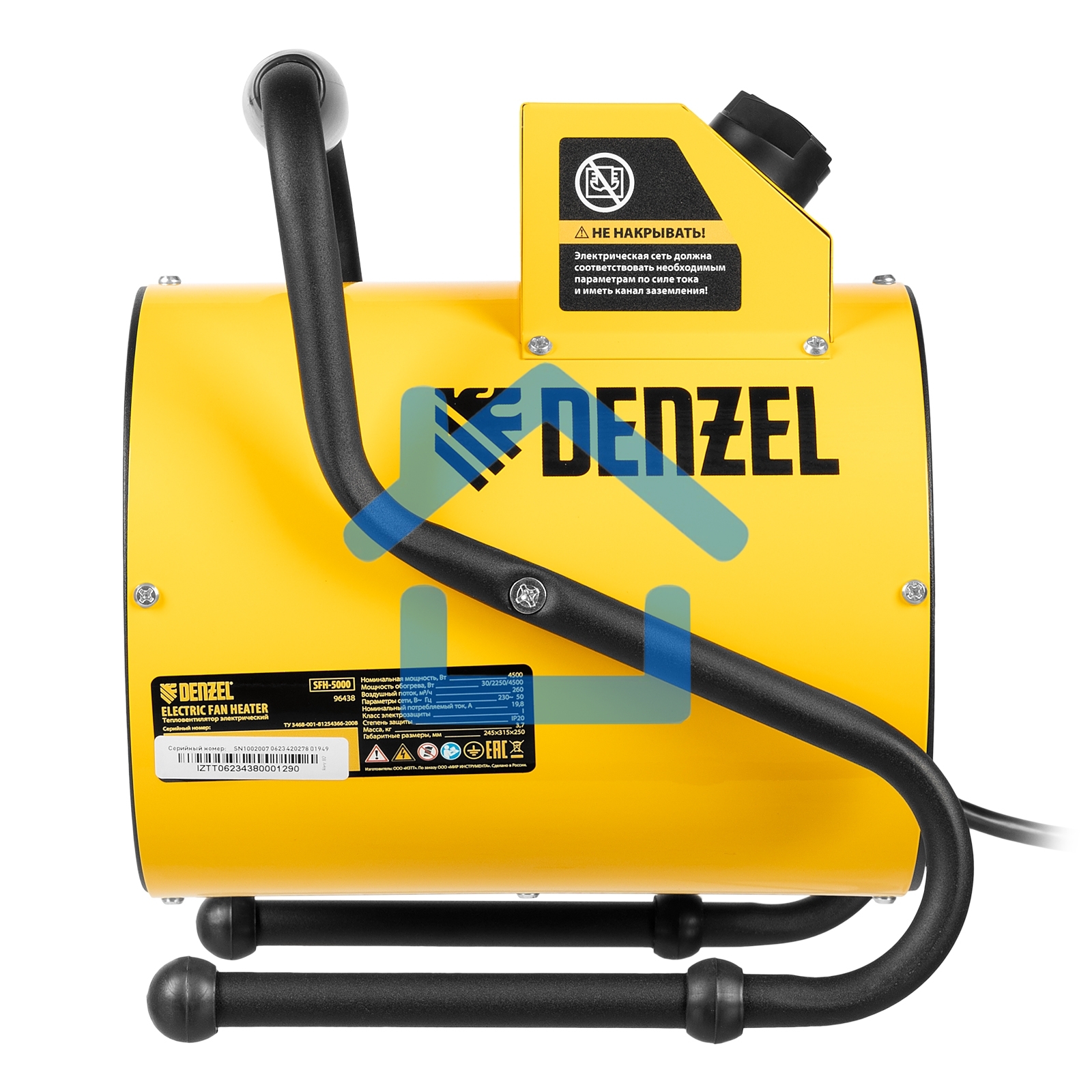 Тепловая пушка Denzel SFH-5000, 230 В, 400 м3/ч, 3 реж. вентилятор, 3000/4500 Вт