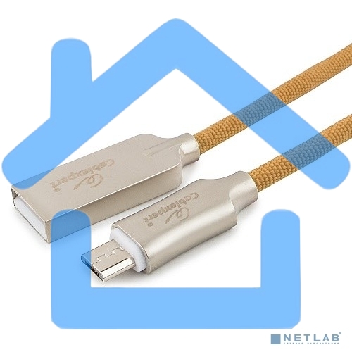Кабель USB 2.0 Cablexpert CC-P-mUSB02Gd-1.8M, AM/microB, серия Platinum, длина 1.8м, золотой, блистер