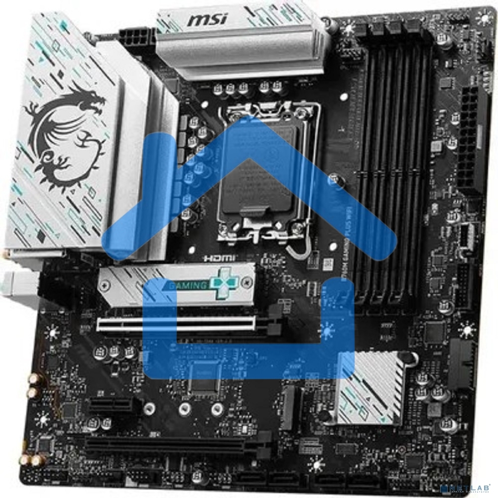 Материнская плата MSI B760 GAMING PLUS WIFI DDR4, LGA 1700, Intel B760, 4xDDR4, 4xSATA, 2xM.2, 1xPCI-E 4.0 x16, 1xPCI-E 4.0 x4, 3xPCI-E 3.0 x1, 1xHDMI, 1xDP, 2xUSB 3.2 Gen 2, 4xUSB 2.0, 1xUSB 3.2 Gen 2, 1x 2.5Gb LAN, 5x3.5 мм, 7.1, ATX