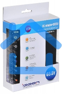 Блок питания Ippon D65U автоматический 65W 15V-19.5V 8-connectors 1.5A 1xUSB 2.1A от бытовой электросети LСD индикатор