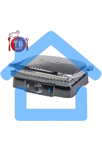 Гриль электрический Galaxy Line GL 2961, черный с серебристым, механическое управление, 2200 Вт, мраморное керамическое покрытие рабочей поверхности, корпус из нержавеющей стали, индикаторы сети и нагрева, регулятор температуры, лопатка и емкости для сбор