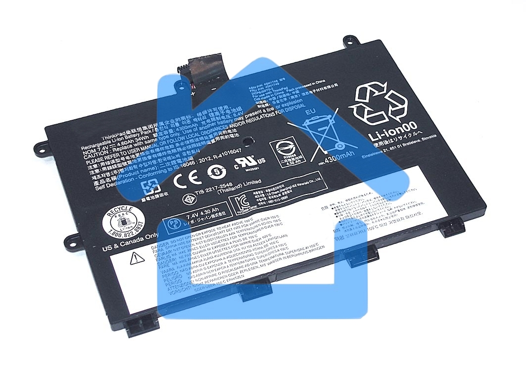 Аккумуляторная батарея для ноутбука Lenovo Yoga 11e (45N1750) 7,4V 34Wh черный