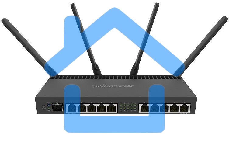 Маршрутизатор MIKROTIK RB4011iGS+5HacQ2HnD-IN 10x10/100/1000 LAN, 1 SFP+, 2,4Ghz/5Ghz, 802.11a/b/g/n/ac