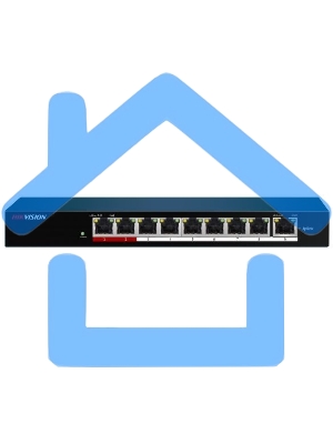 Коммутатор Hikvision DS-3E0109P-E/M(B) 9x100Mb 8PoE+ 58W неуправляемый