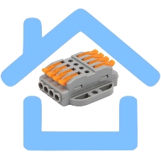 Клемма соединительная многоразовая проходная 4 полюса с монтажной площадкой (0,08-4 мм²), серая (25 шт./уп.) Rexant