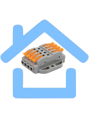 Клемма соединительная многоразовая проходная 4 полюса с монтажной площадкой (0,08-4 мм²), серая (25 шт./уп.) Rexant