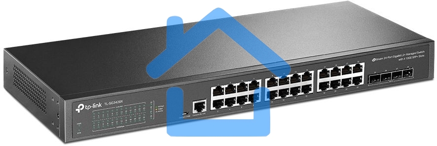 Коммутатор TP-Link JetStream™ 24-port Pure-Gigabit L2+ Managed Switch, 24 10/100/1000Mbps RJ45, 4*10G SFP+ Slots