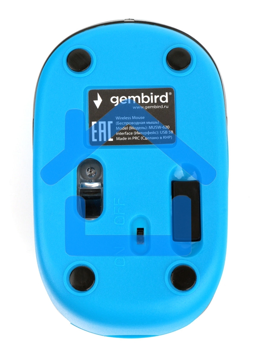Мышь беспроводная Gembird MUSW-620 синий, 1200 dpi, радиоканал, USB, кнопки - 3