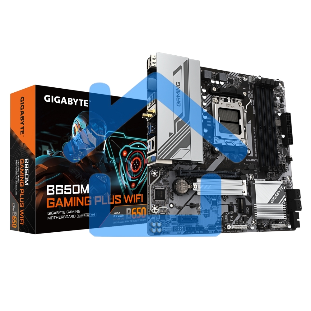 Материнская плата Gigabyte B650M GAMING PLUS WIFI, AM4, AMD B650, 4xDDR5, 4xSATA, 2xM.2, 1xPCIe 4.0 x16, 1xPCIe 3.0 x1, 2xDP, 1xHDMI, 1x2.5Gb LAN, Wi-Fi 6E, Bluetooth 5.3, 1xUSB-C 5Gbps, 5xUSB-A 5Gbps, 6xUSB-A 2.0, 3x3.5 мм, 7.1, mATX