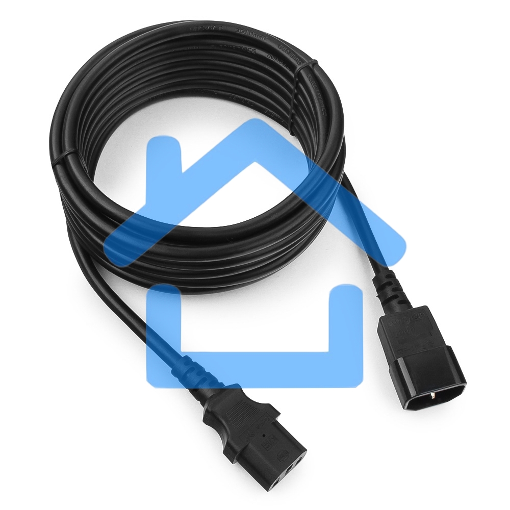 Кабель питания сист.блок-монитор Cablexpert PC-189-1-5M, 5м, C13-C14, 3x1кв.мм., черный, с заземлением