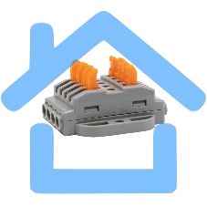 Клемма соединительная многоразовая проходная 4 полюса с монтажной площадкой (0,08-4 мм²), серая (25 шт./уп.) Rexant