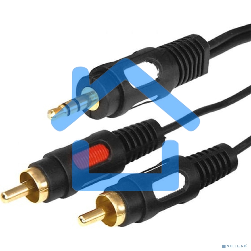 Шнур Стерео 3,5 мм - 2 RCA, длина 3 мeтра (GOLD) Rexant