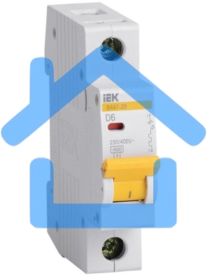 Выключатель автоматический модульный 1п D 6А 4.5кА ВА47-29 ИЭК MVA20-1-006-D