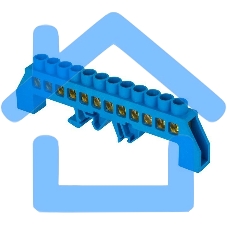 Шина нулевая N 8х12 12 отвер. латунь син. нейлоновый корпус комбинированный PROxima EKF sn0-125-12-dn