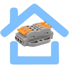 Клемма соединительная многоразовая проходная 3 полюса, с монтажной площадкой (0,08-4 мм²), серая (30 шт./уп.) Rexant