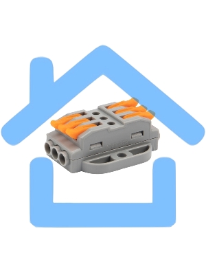 Клемма соединительная многоразовая проходная 3 полюса, с монтажной площадкой (0,08-4 мм²), серая (30 шт./уп.) Rexant