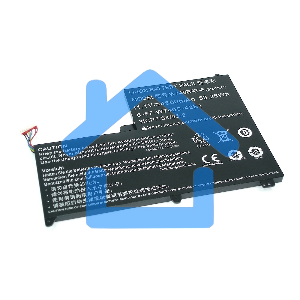 Аккумуляторная батарея для ноутбука DNS Clevo W740 11.1V 4800mAh W740BAT-6