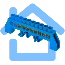 Шина нулевая N 8х12 10 отвер. латунь син. нейлоновый корпус комбинированный PROxima EKF sn0-125-10-dn