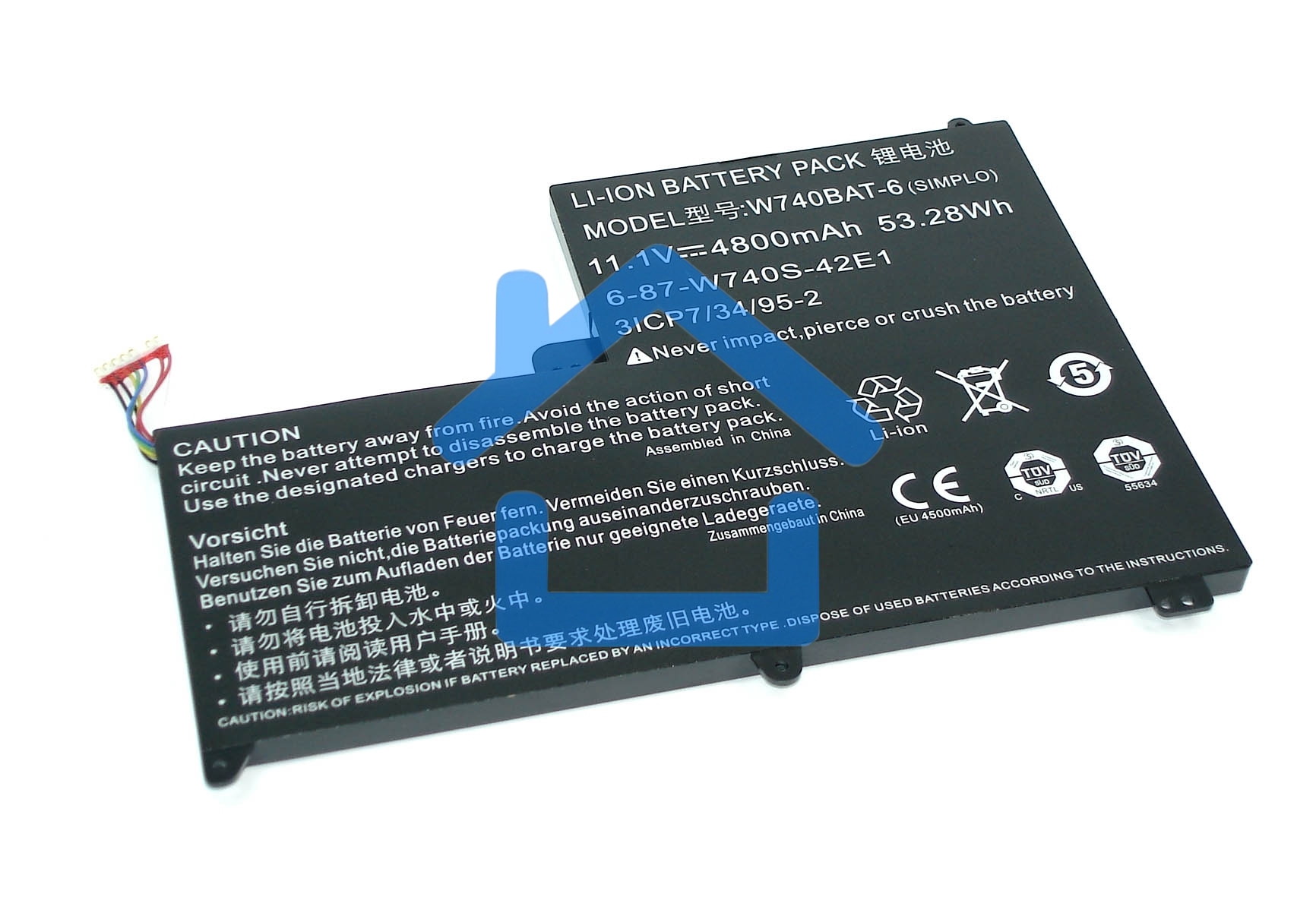 Аккумуляторная батарея для ноутбука DNS Clevo W740 11.1V 4800mAh W740BAT-6