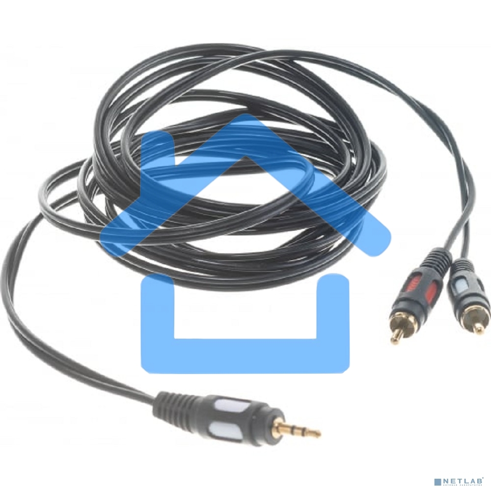 Шнур Стерео 3,5 мм - 2 RCA, длина 3 мeтра (GOLD) Rexant