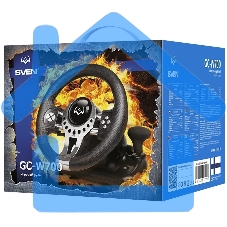 Руль SVEN GC-W700 (педали, вибро, скоба, лепестки, АКПП, D-pad, 12 кл, резин. вставки, PC/Xinput)
