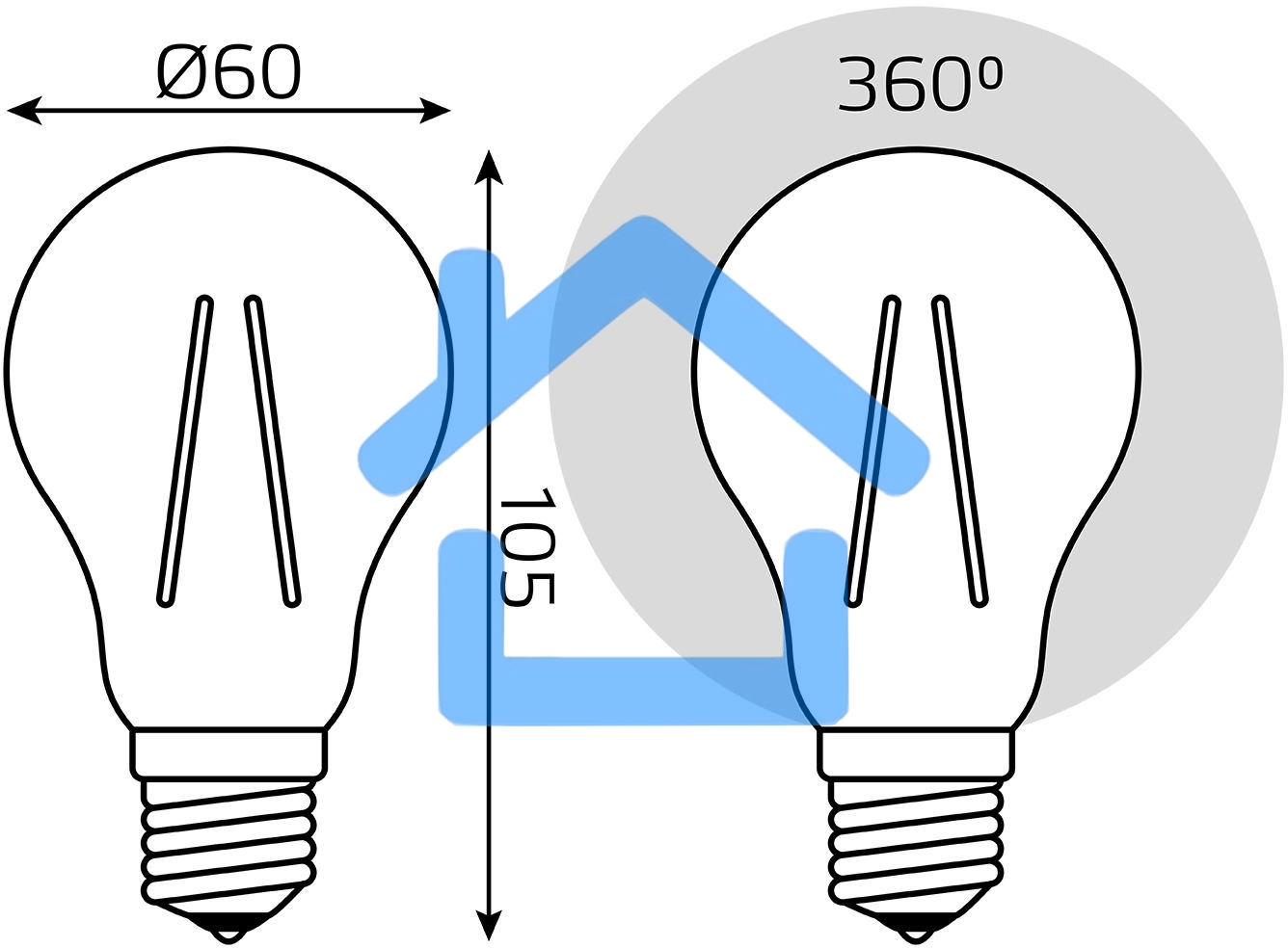 Лампа Gauss Filament А60 12W 1250lm 4100К Е27 LED 1/10/40