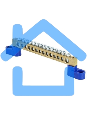 Шина нулевая N 6х9 14 отвер. латунь 2 син. угловых изолятора PROxima EKF sn0-63-14-2